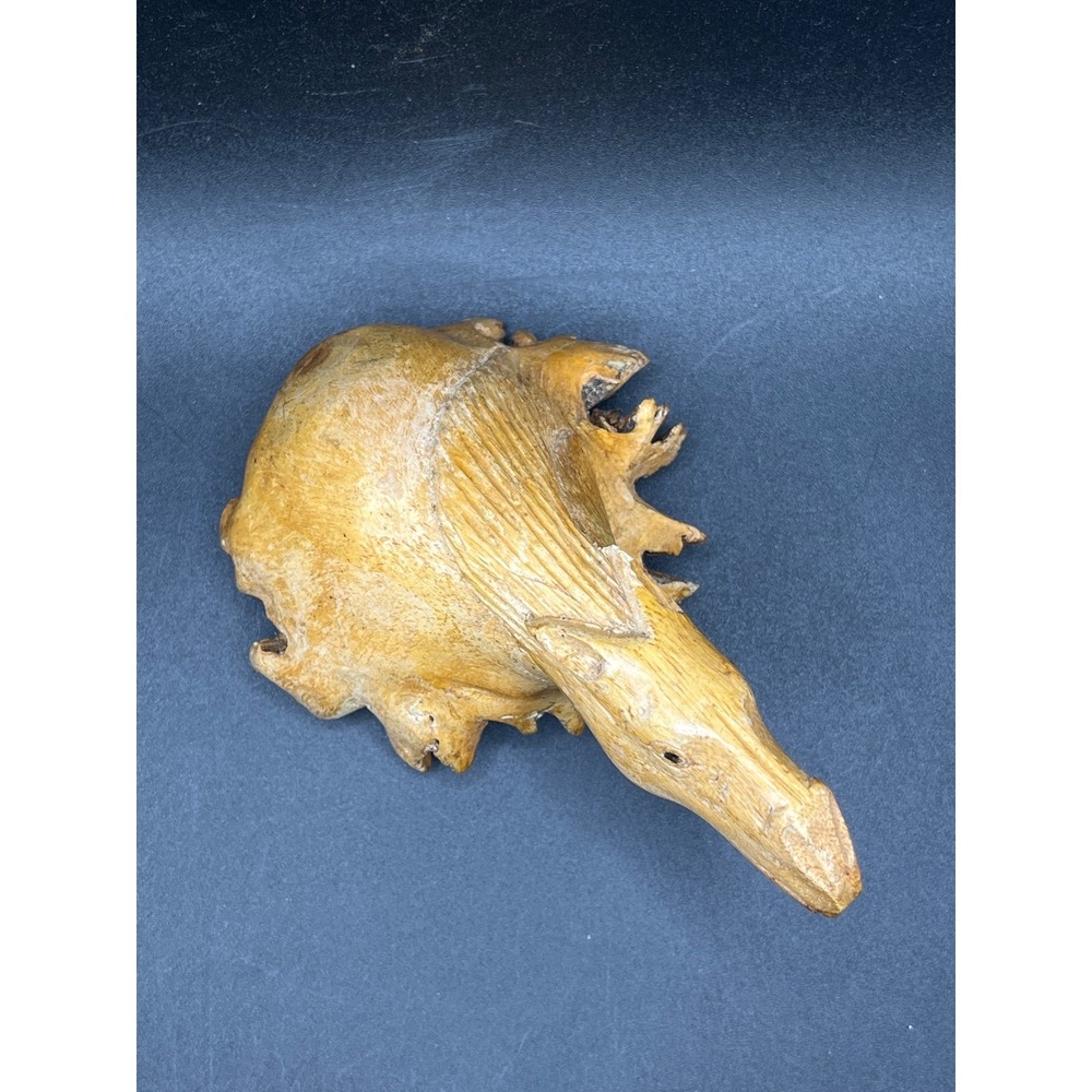 Hand Carved Wood Sculpture Moose Head Figurine Folk Art Decor‎ Accent Piece 4.5"